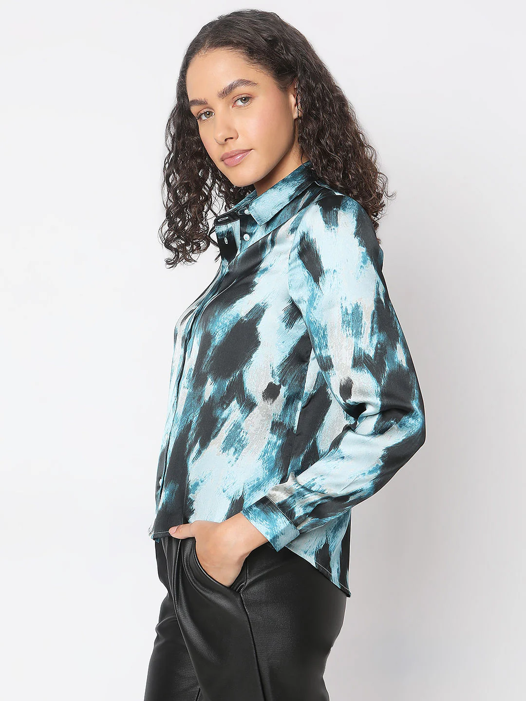 Blue Abstract Print Shirt - Image 3