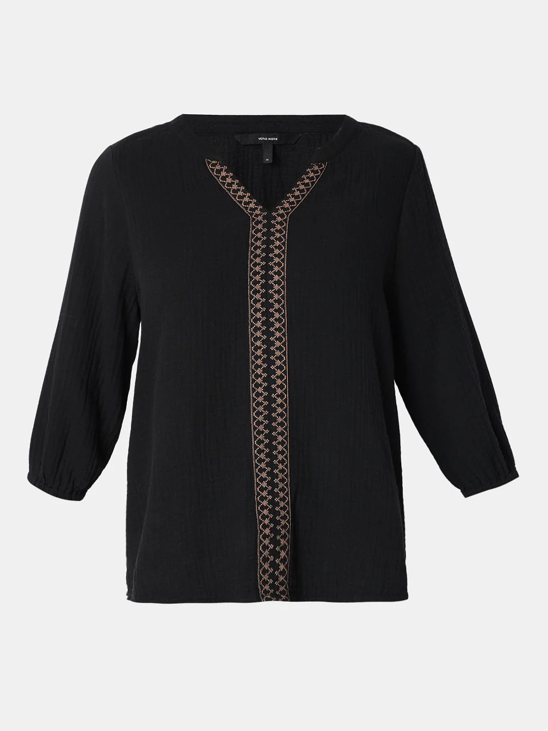Black Cotton Mandarin Collar Top - Image 7