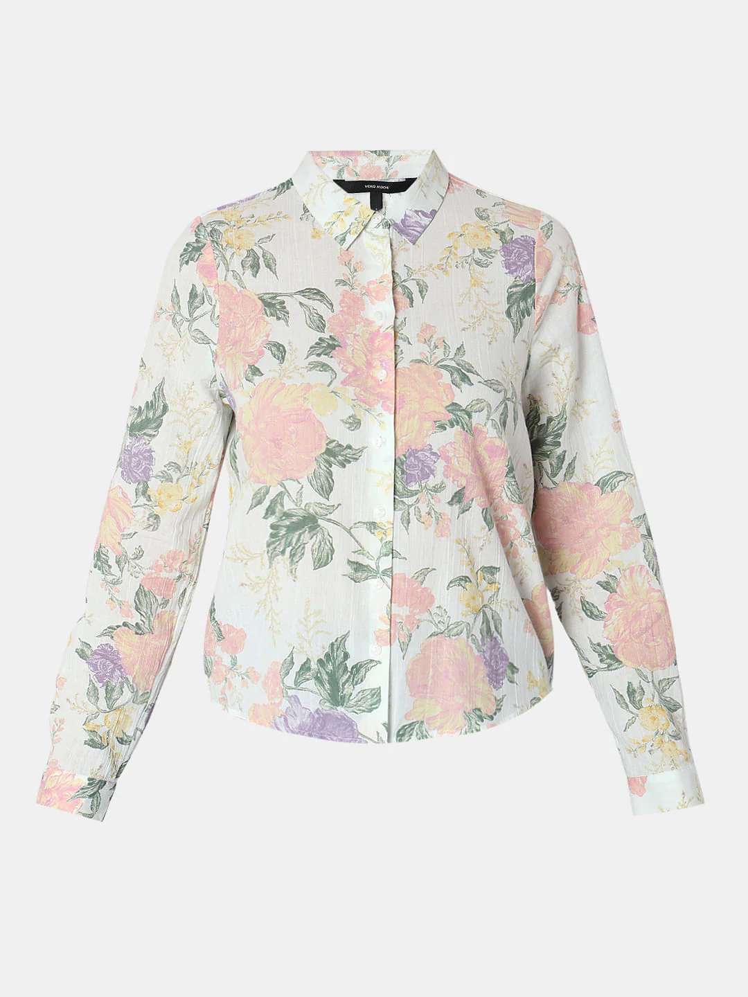 Light Beige Floral Cotton Shirt - Image 7