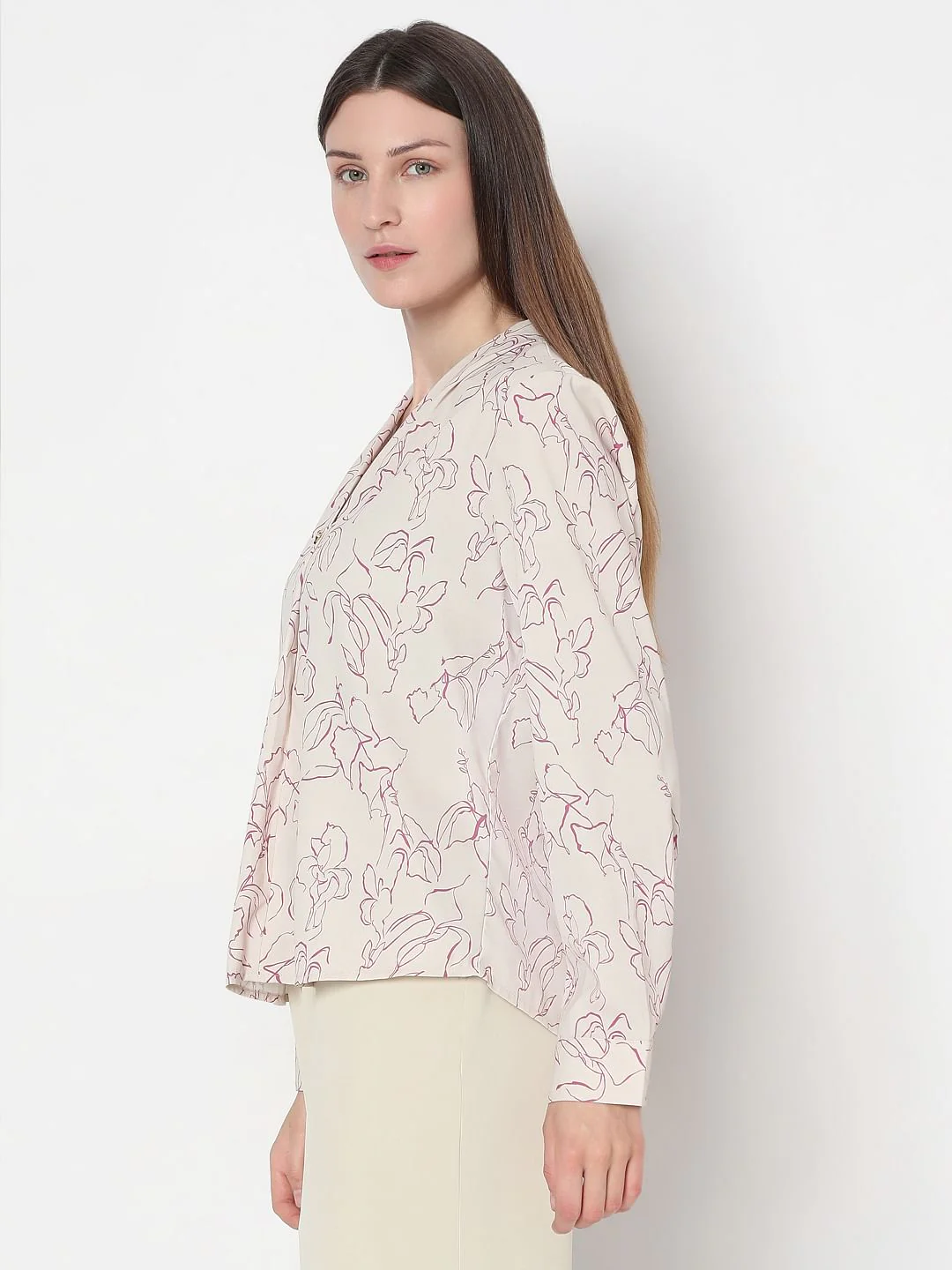 Beige Floral Print Top - Image 3