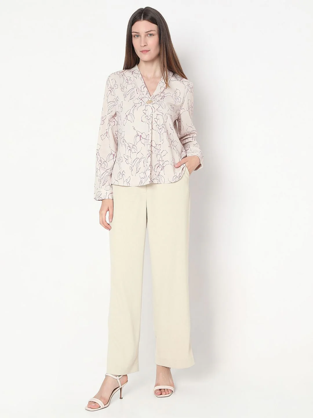 Beige Floral Print Top - Image 5