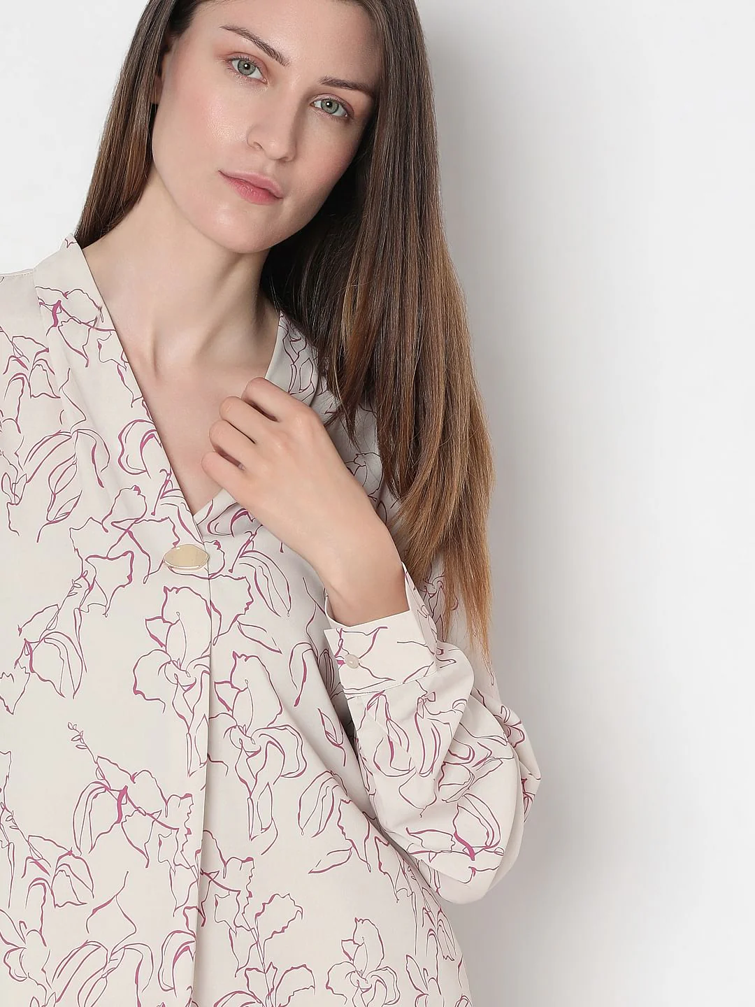 Beige Floral Print Top - Image 6