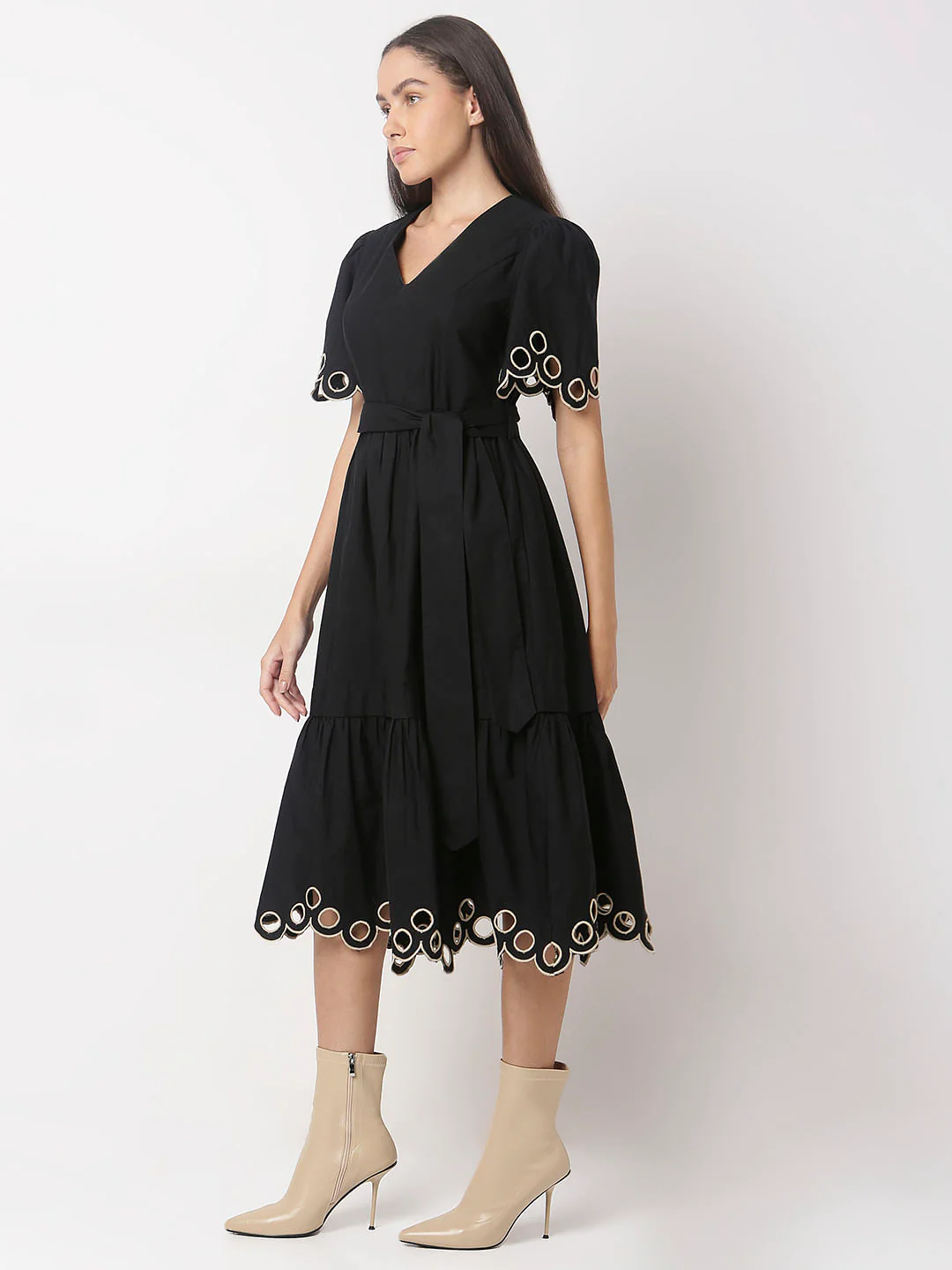 Black Cut-Out Midi Dress - Image 3