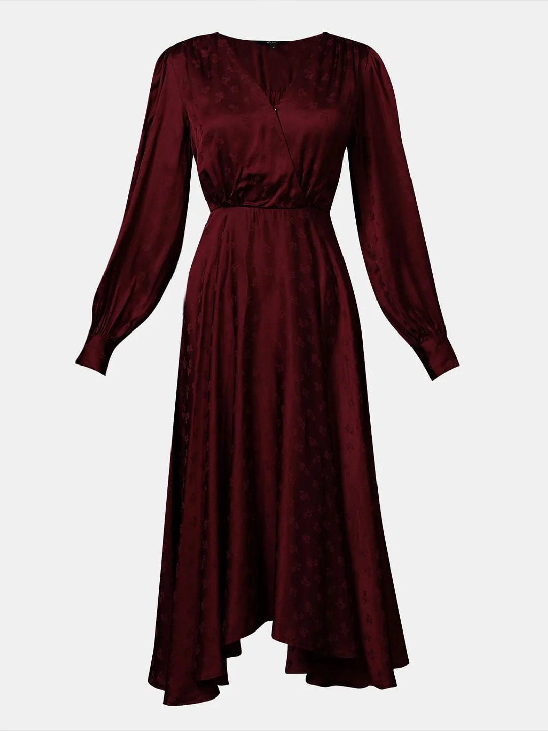 Maroon V-Neck Midi Dress - Image 7