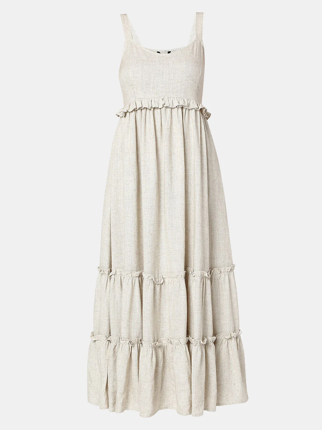 Beige Cotton Midi Dress - Image 7
