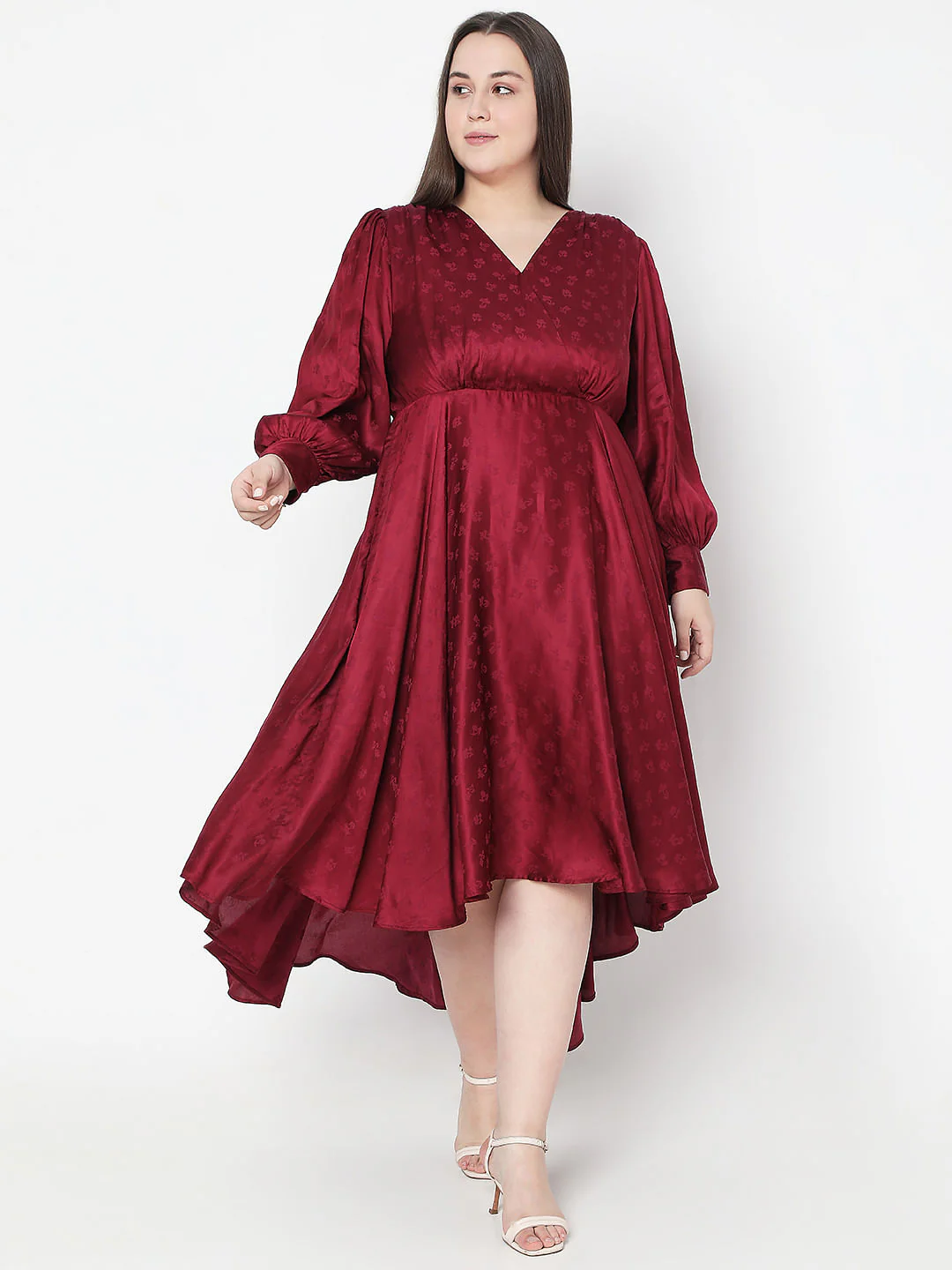 Curve Red Asymmetric Dress - Image 2