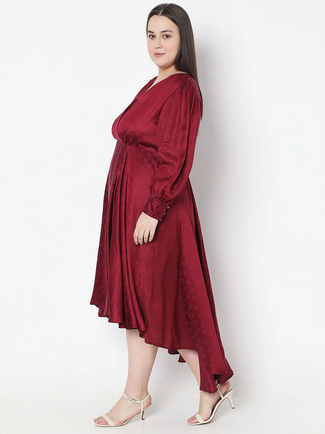 Curve Red Asymmetric Dress - Image 3
