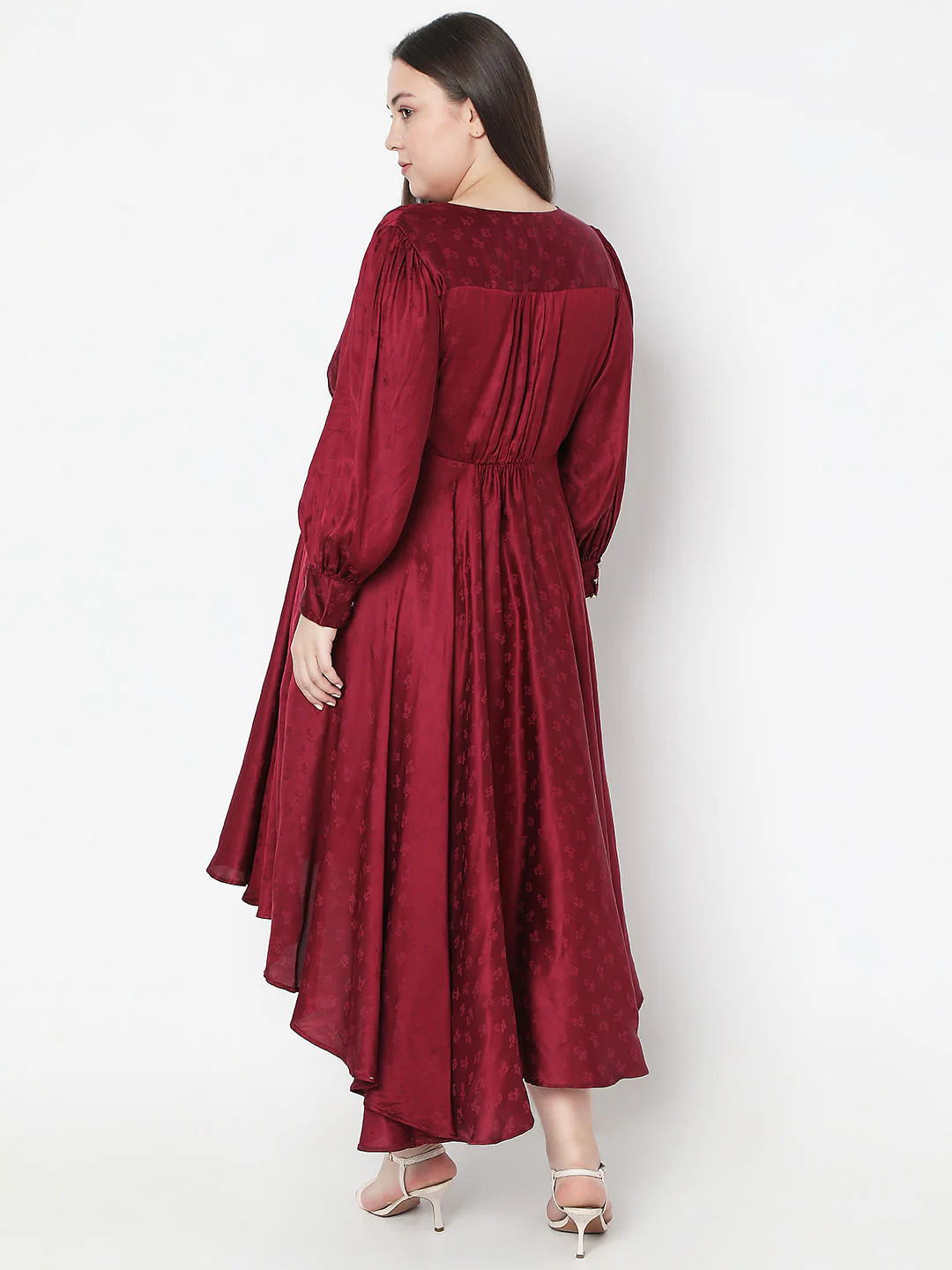 Curve Red Asymmetric Dress - Image 4