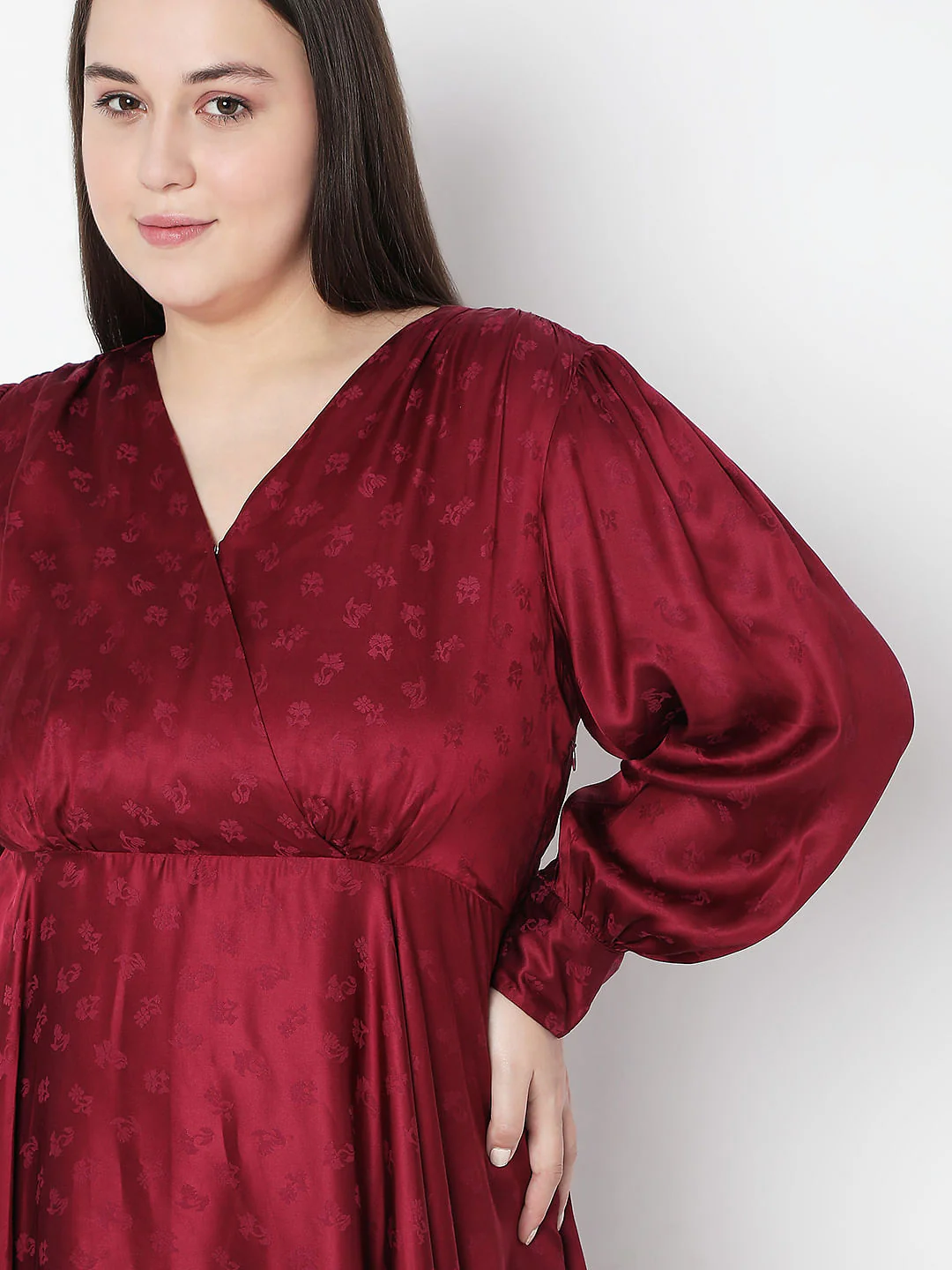 Curve Red Asymmetric Dress - Image 5