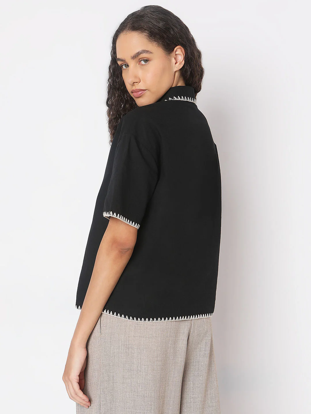 Black Cotton-Linen Shirt - Image 4