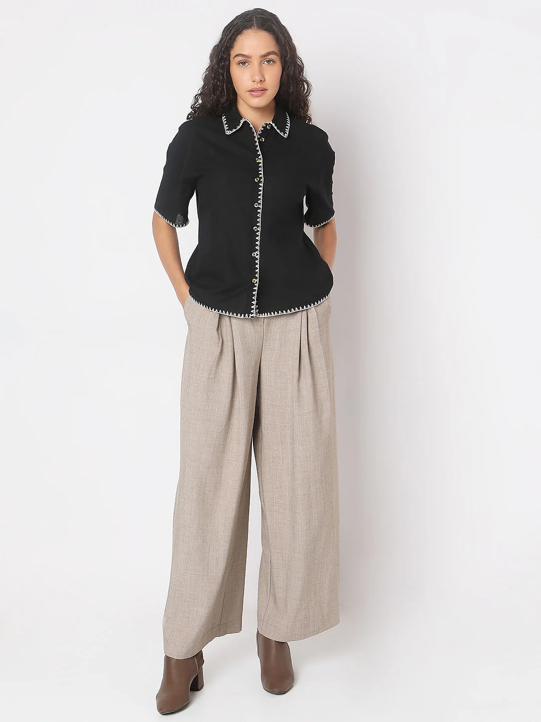 Black Cotton-Linen Shirt - Image 5