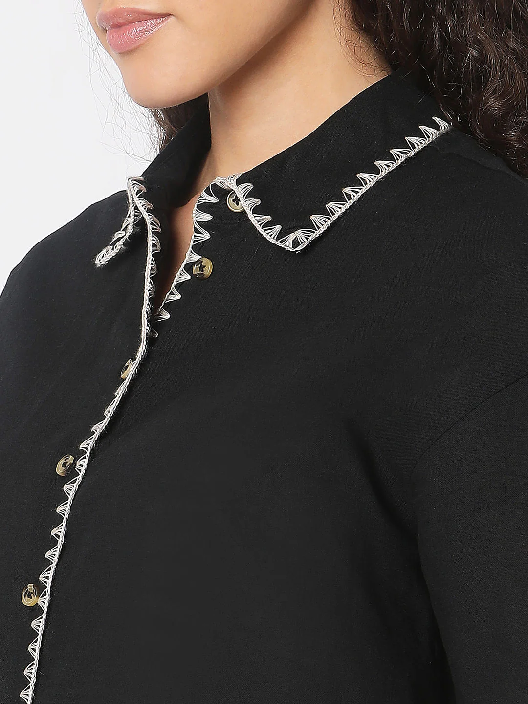 Black Cotton-Linen Shirt - Image 8