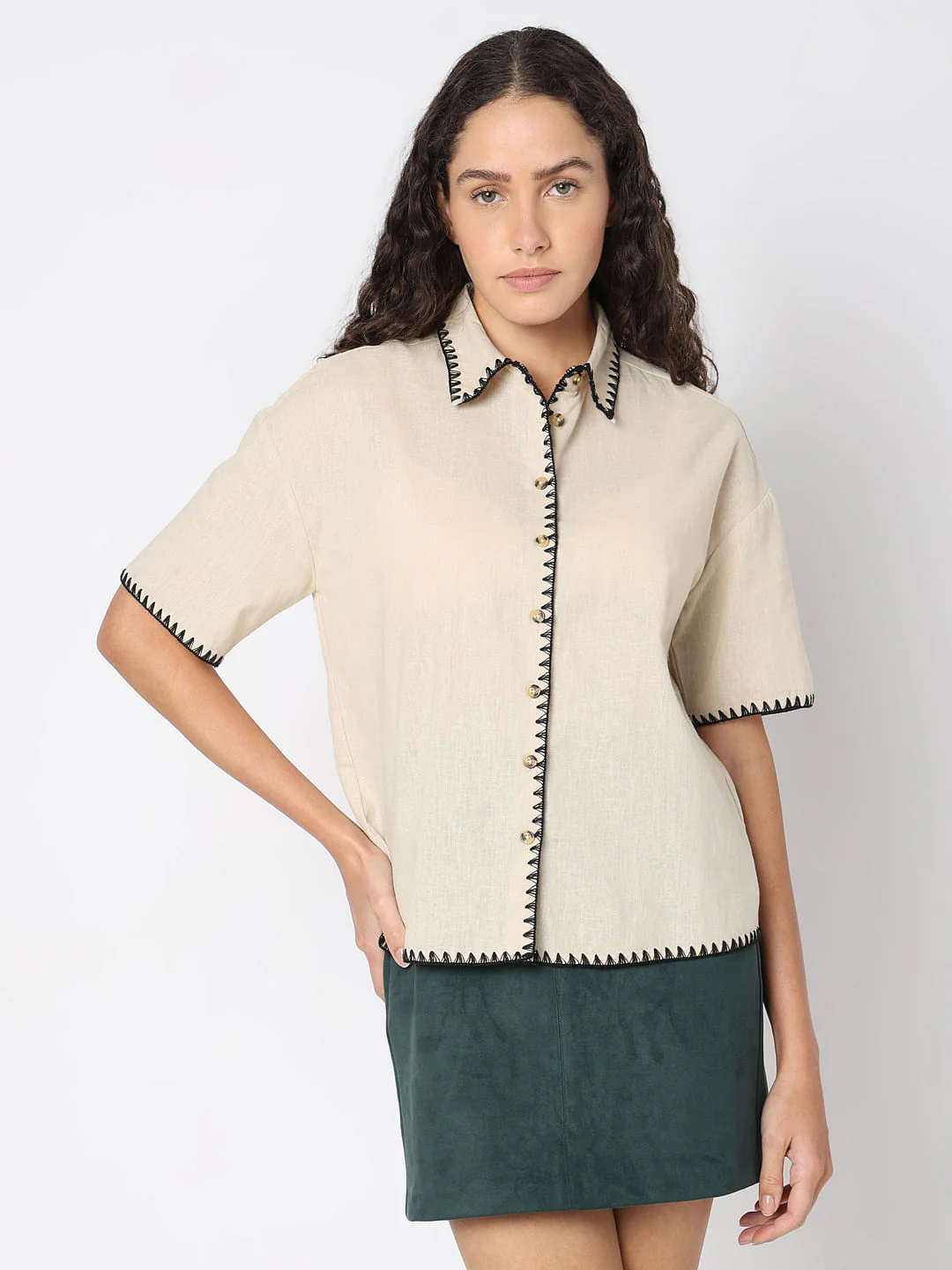Beige Cotton-Linen Shirt - Image 2