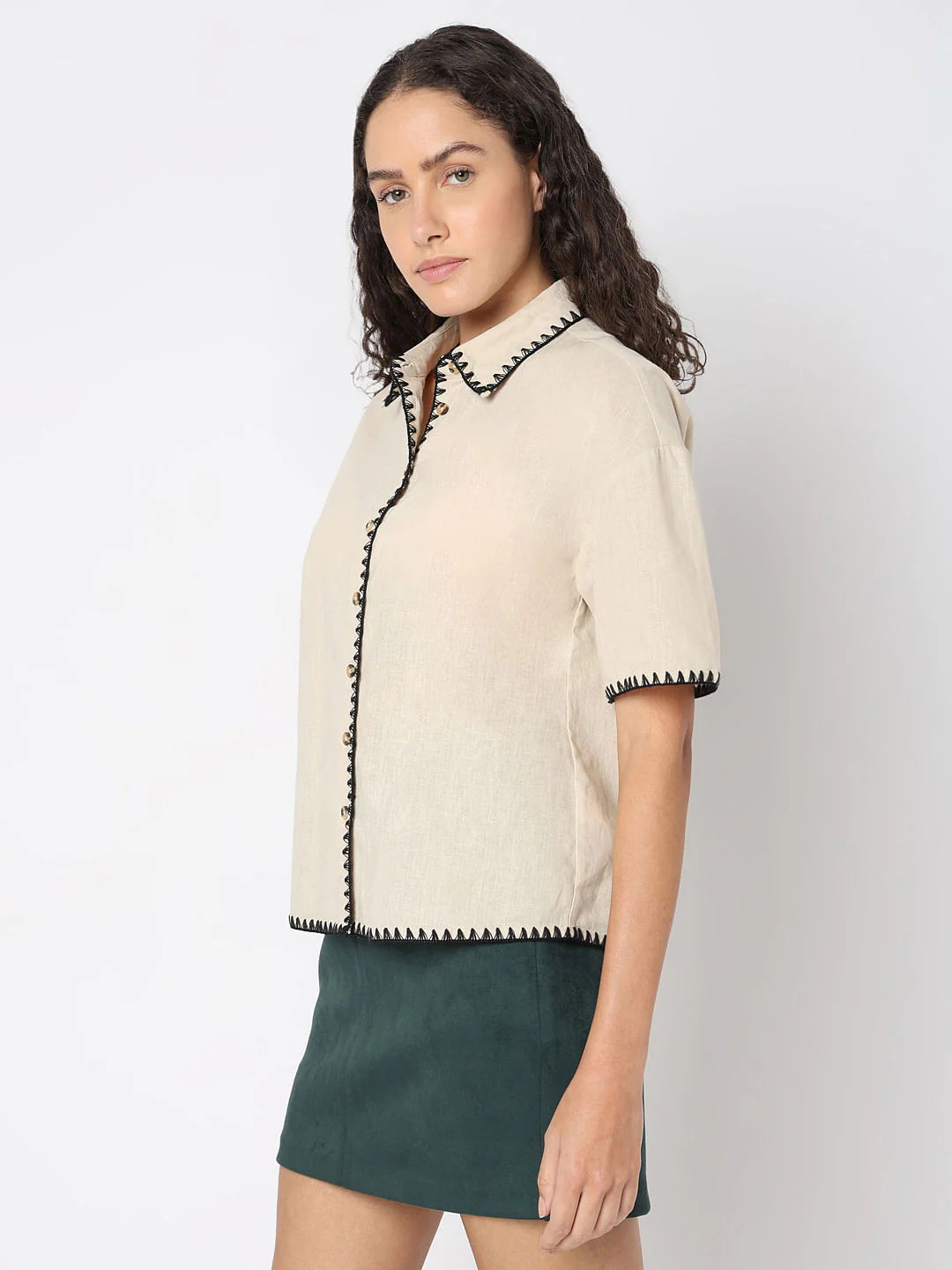 Beige Cotton-Linen Shirt - Image 3