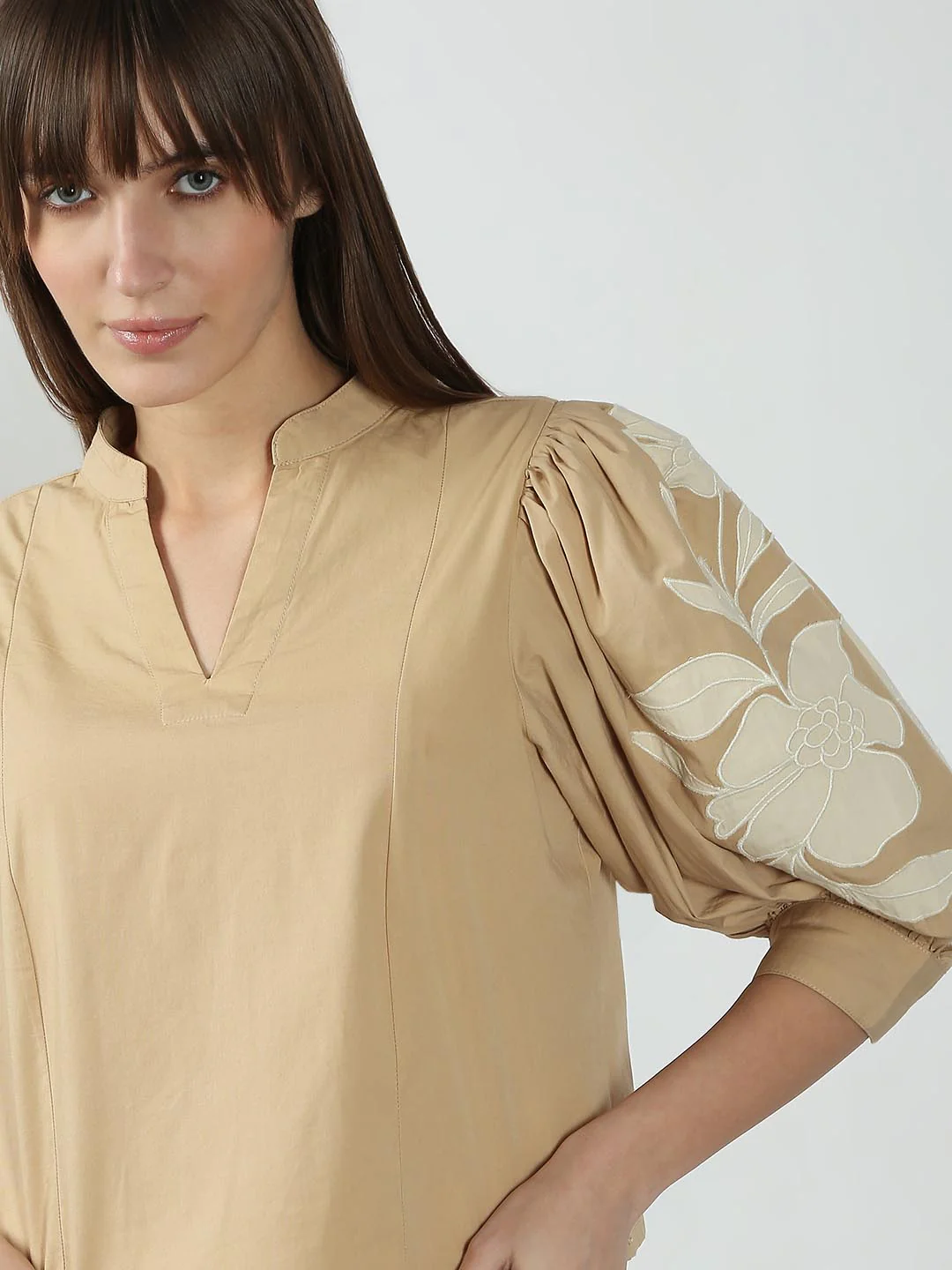 Vero Moda Beige V Neck Cotton Top - Image 6