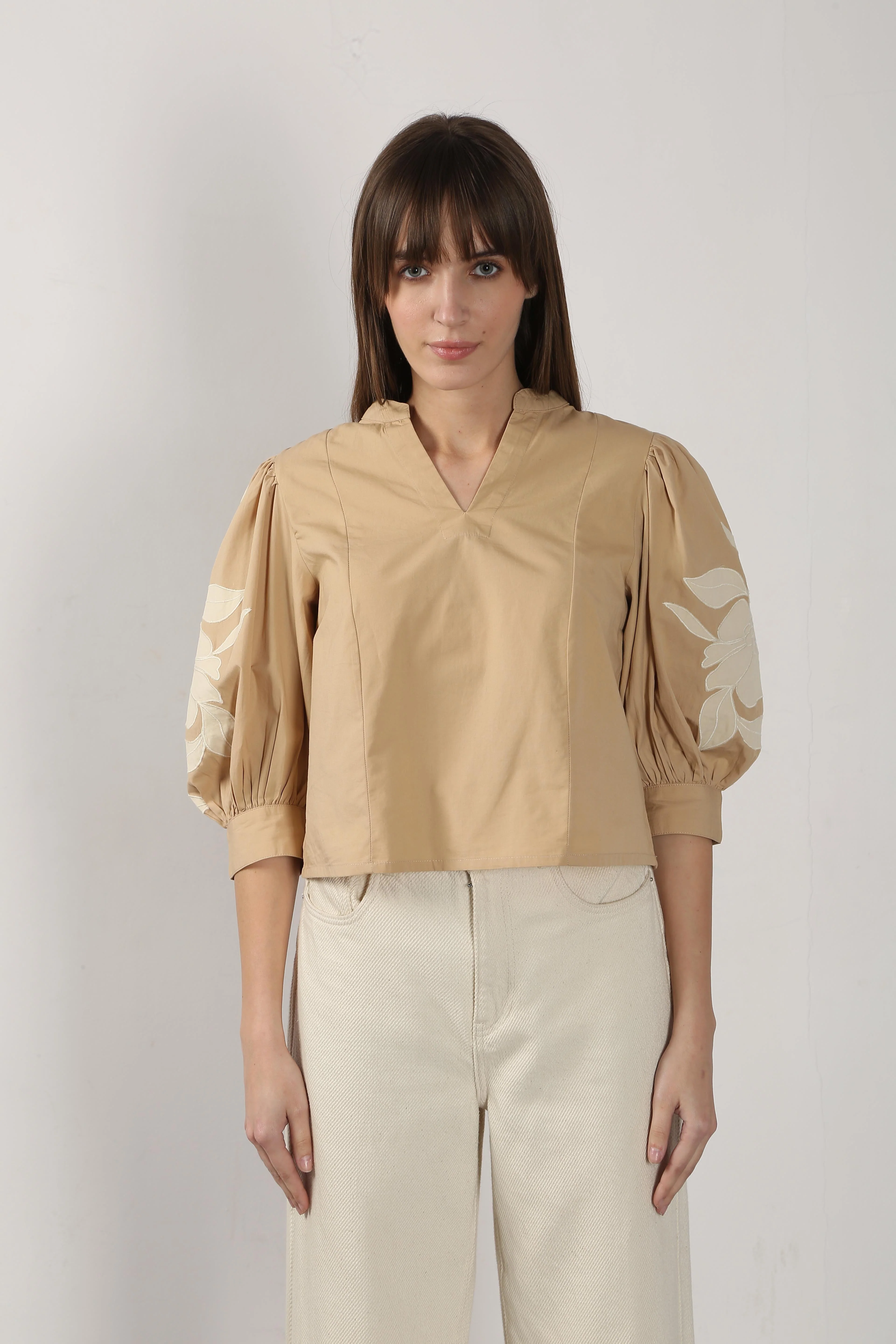 Vero Moda Beige V Neck Cotton Top - Image 9