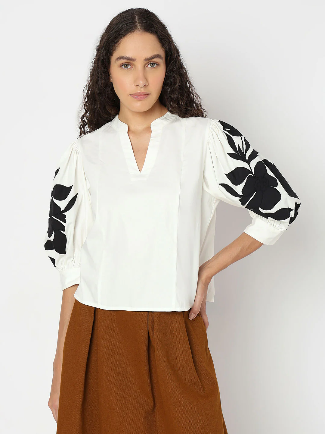White Cotton Floral Top - Image 2