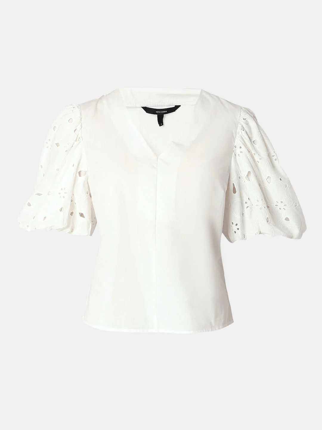 Bright White Cut-Work Sleeves Top - Image 7