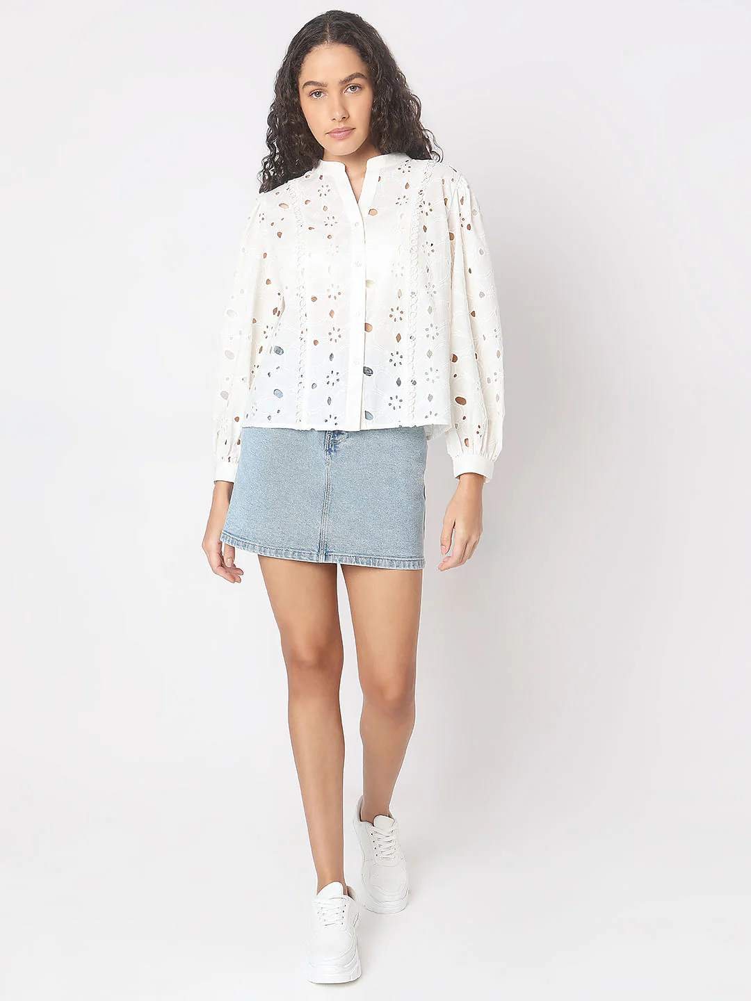 White Schiffli Embroidered Top - Image 5