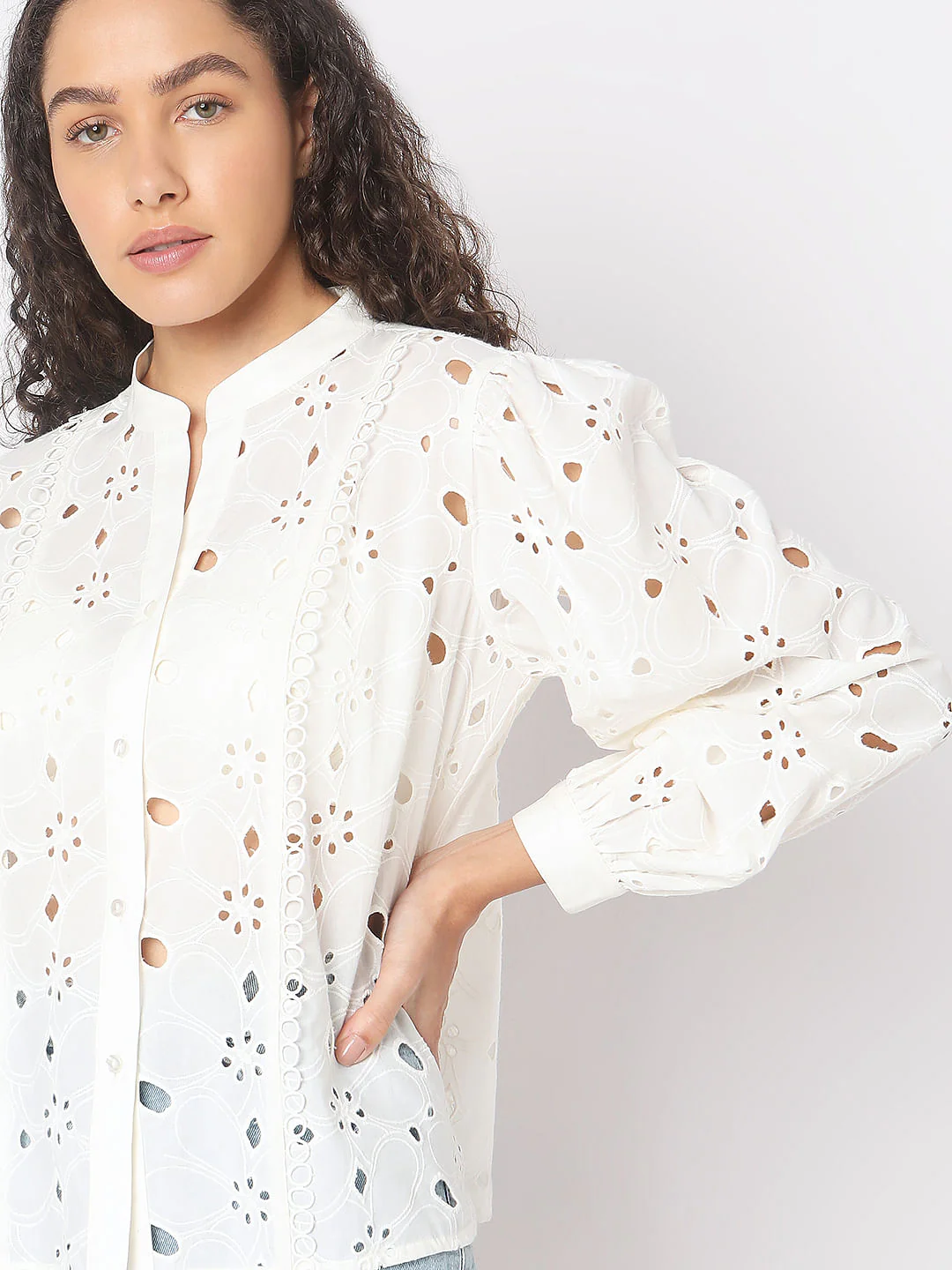 White Schiffli Embroidered Top - Image 6