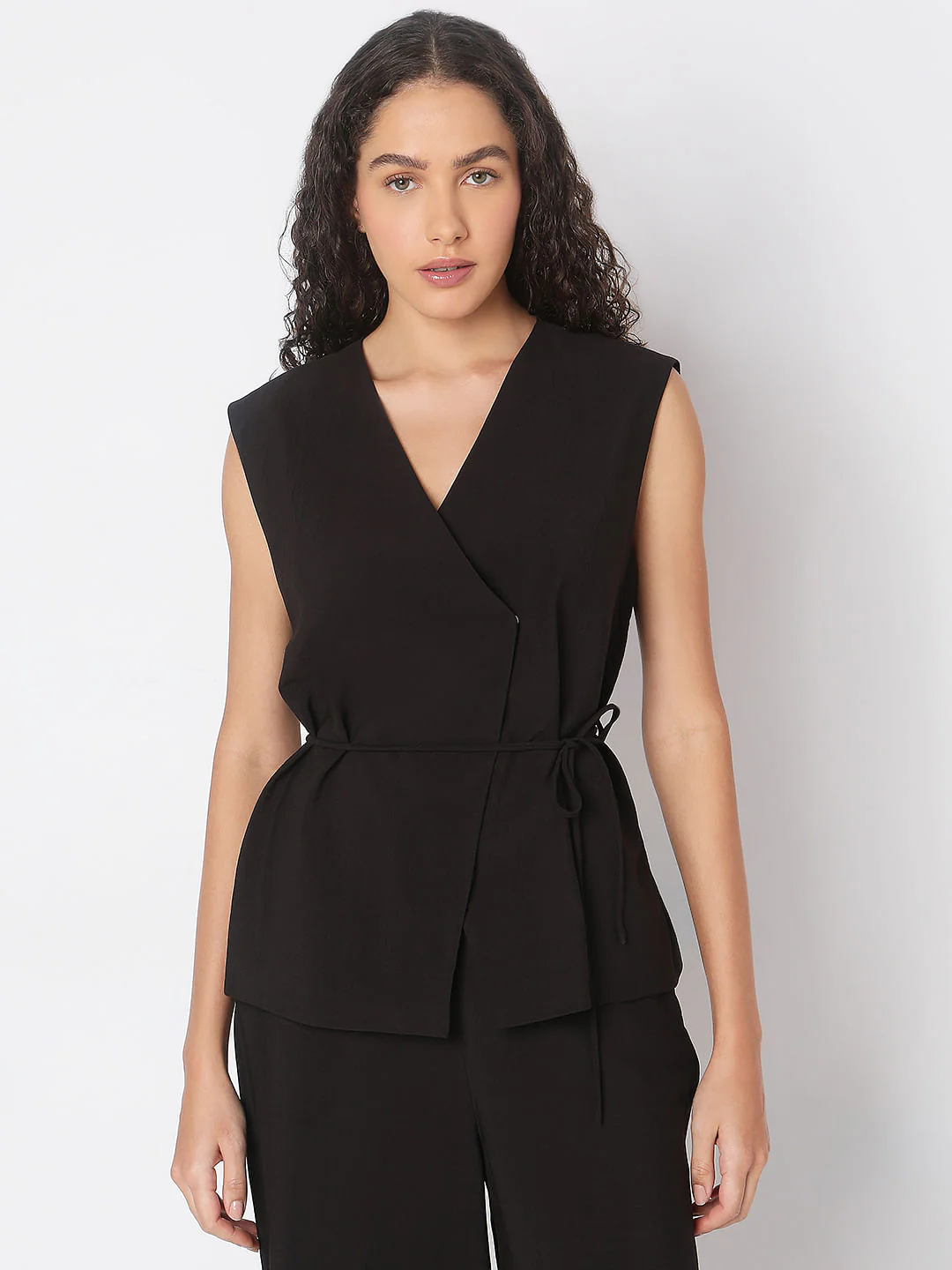 Black Sleeveless Vest Top - Image 2
