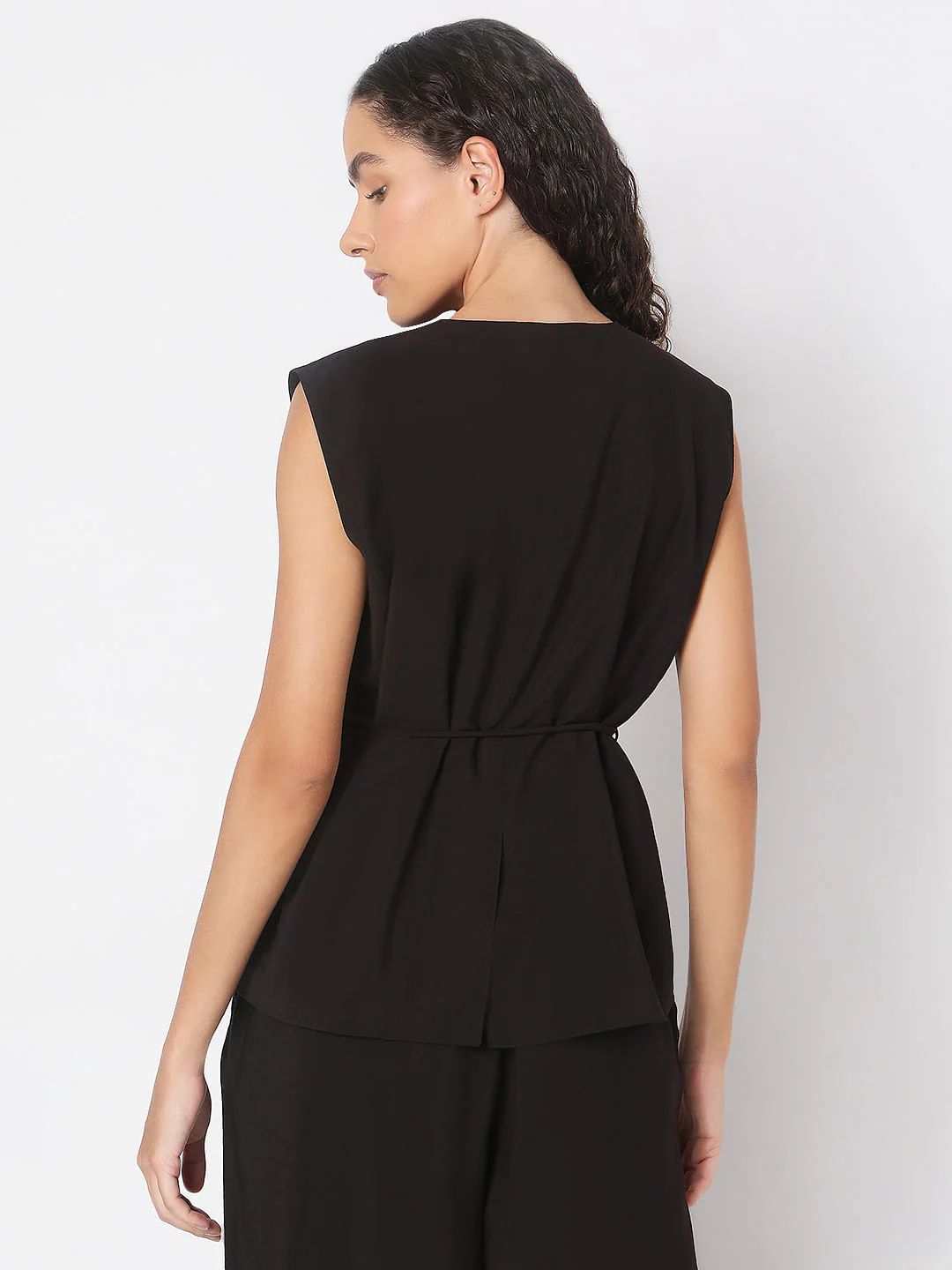 Black Sleeveless Vest Top - Image 4