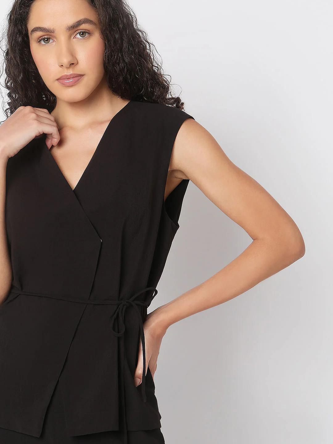 Black Sleeveless Vest Top - Image 6