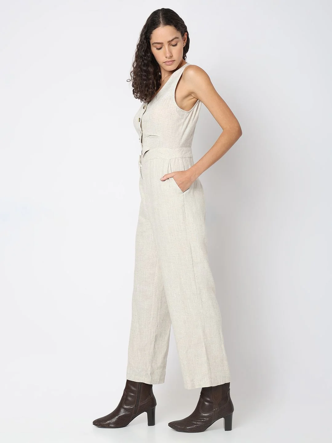 Ecru Sleeveless Jumpsuit - Image 3