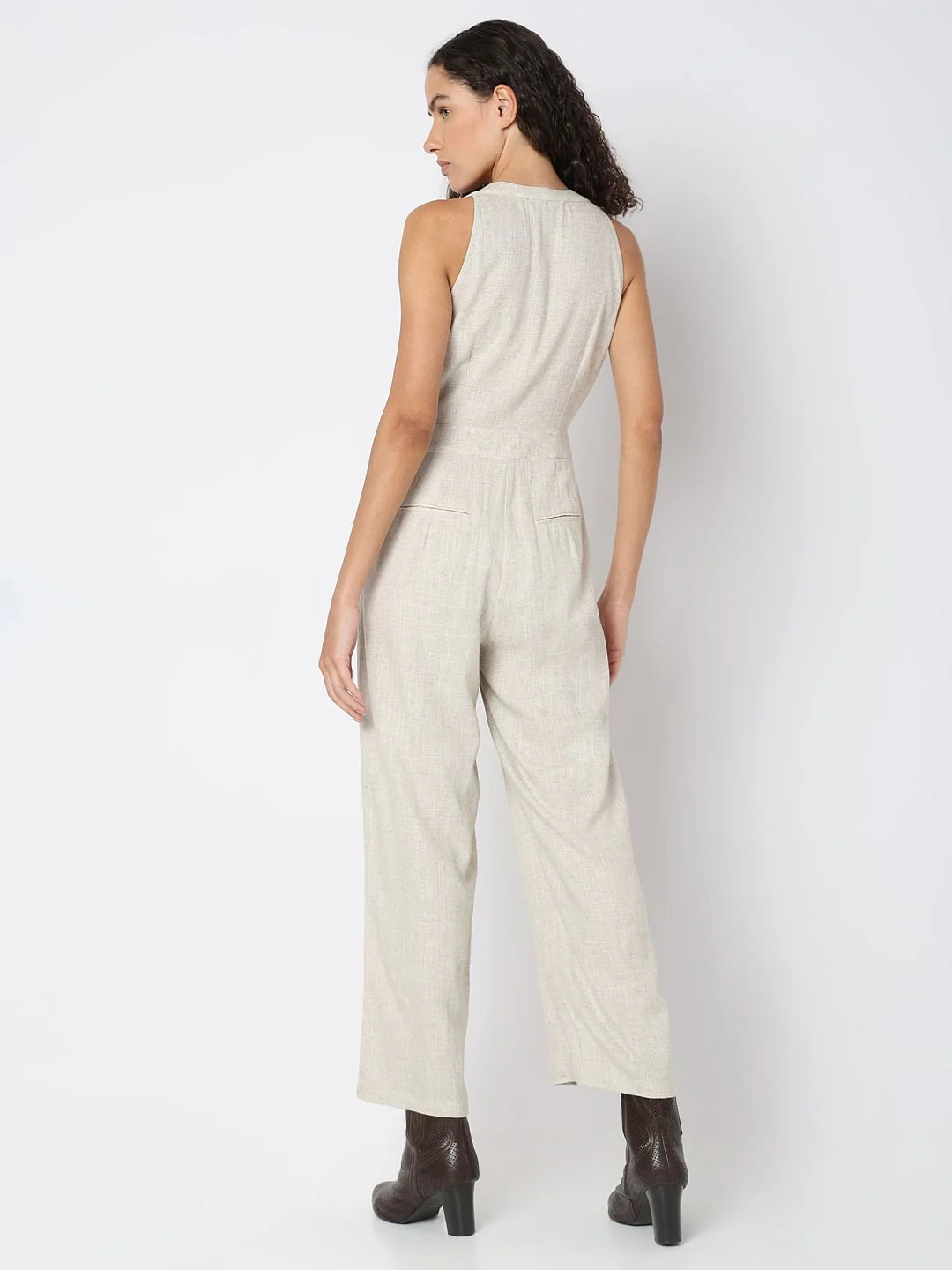 Ecru Sleeveless Jumpsuit - Image 4