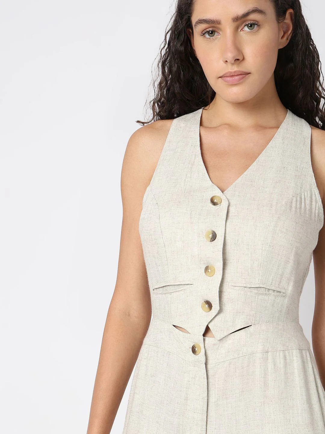 Ecru Sleeveless Jumpsuit - Image 5
