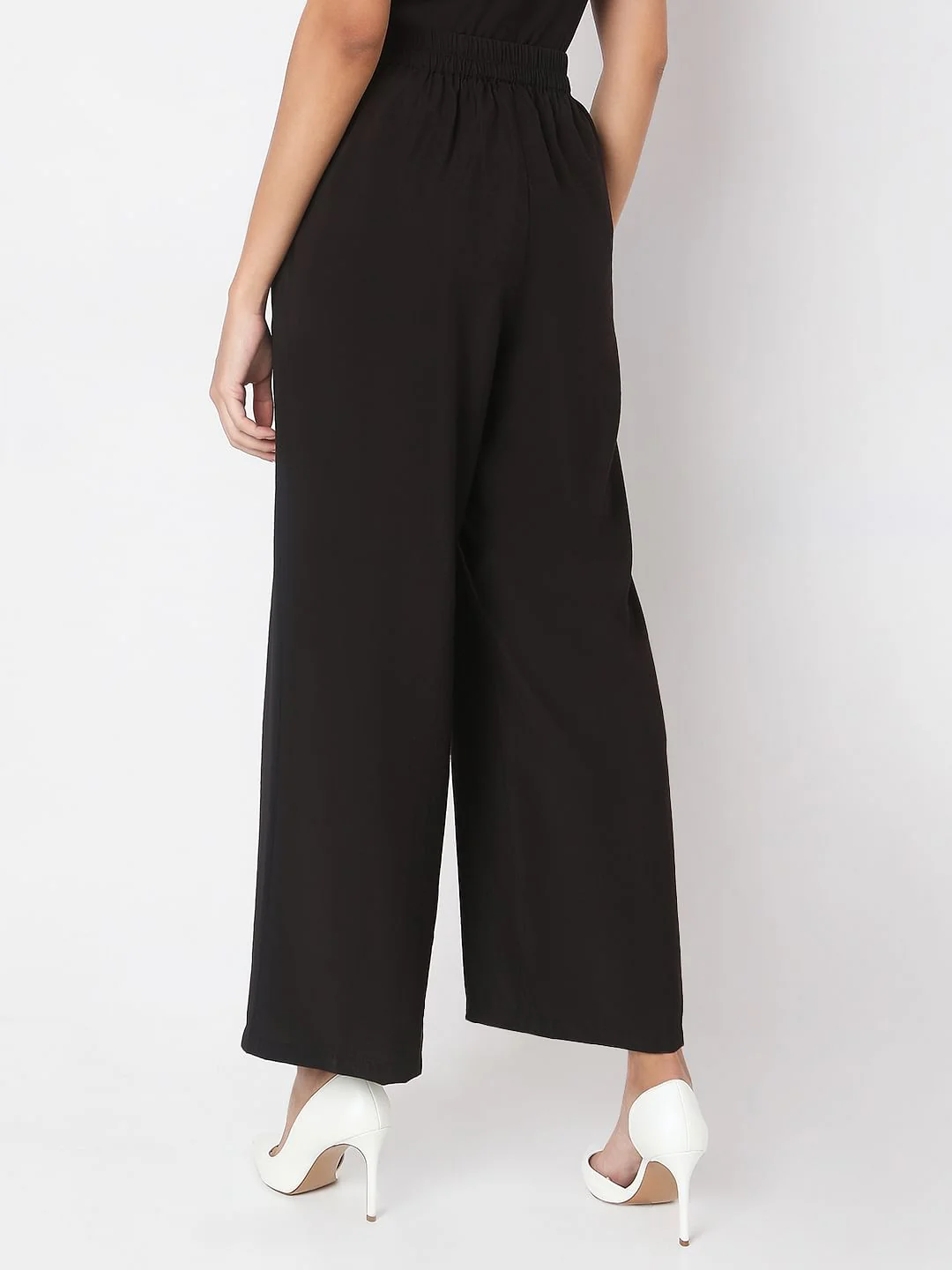 Black High Rise Straight Fit Pants - Image 4