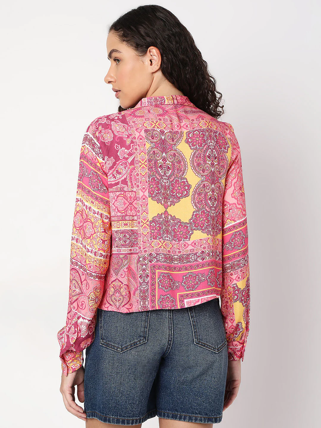 Pink Printed V-Neck Top - Image 4