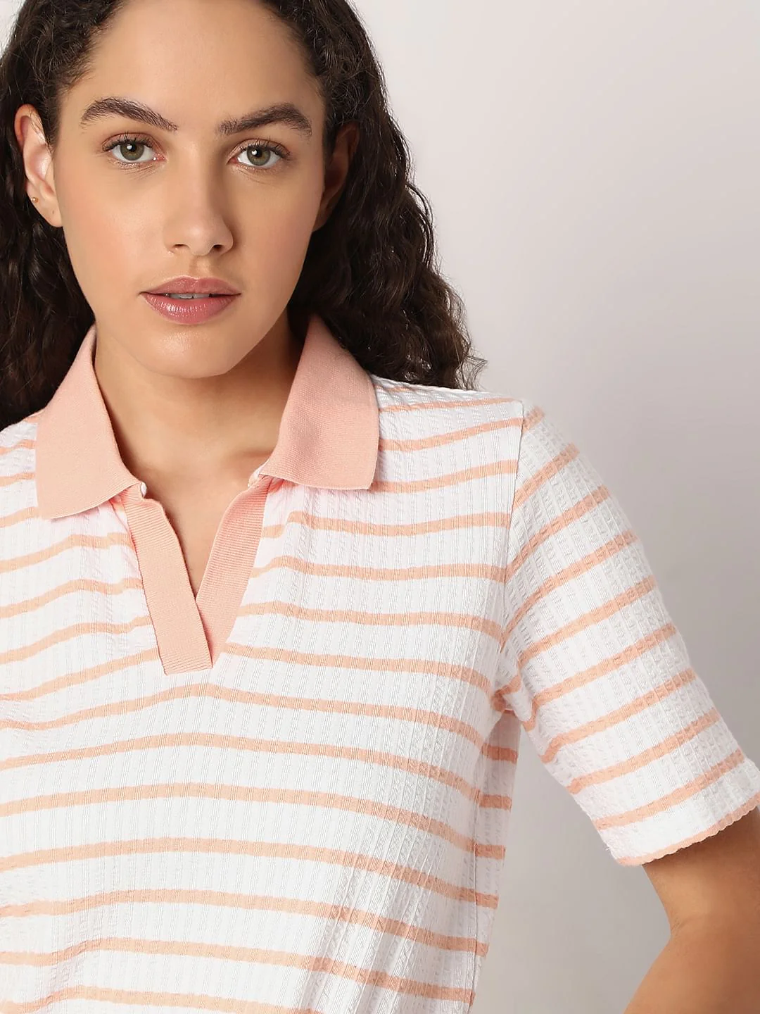 Pink Striped Rib-Knit T-Shirt - Image 6