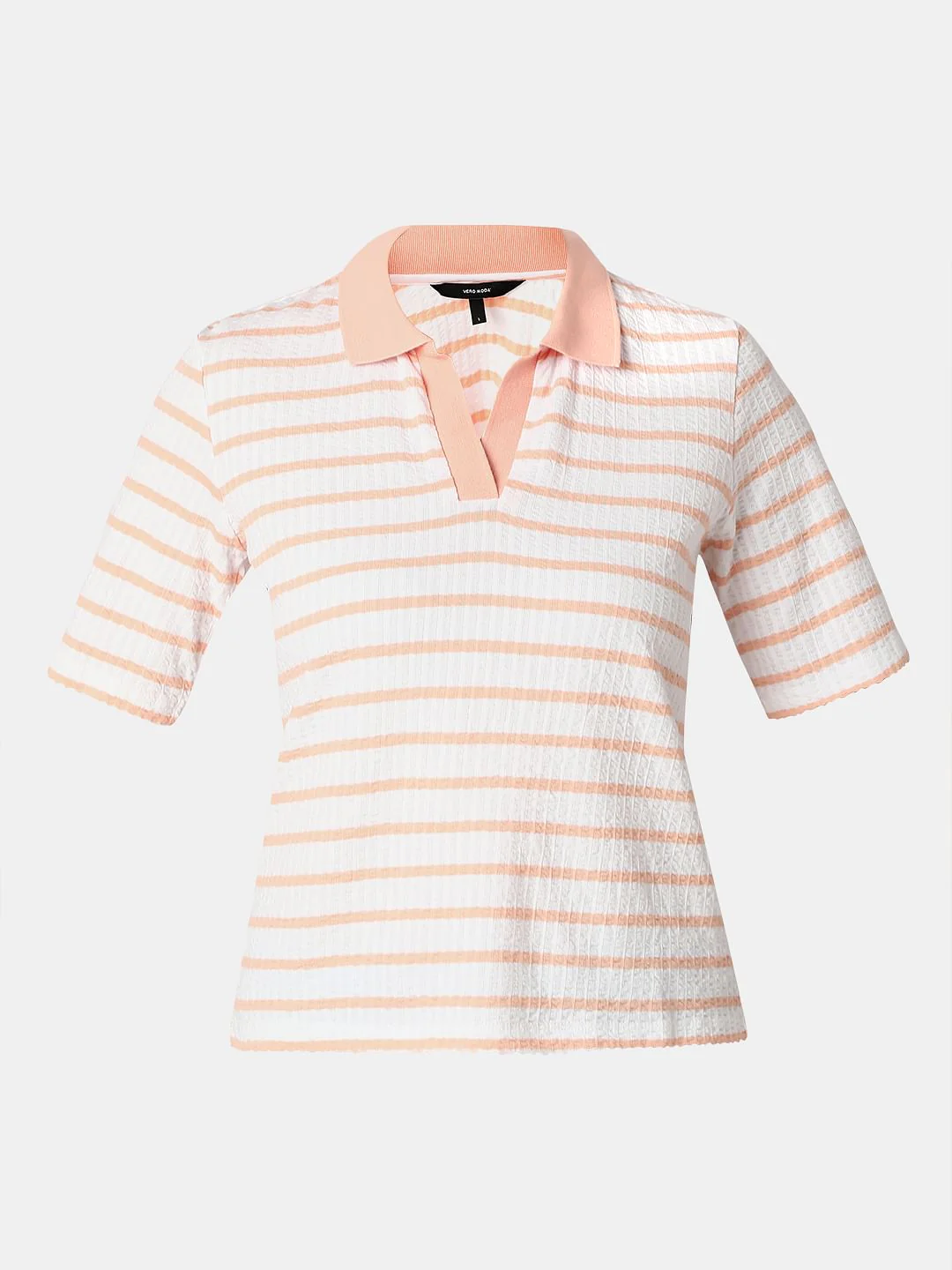 Pink Striped Rib-Knit T-Shirt - Image 7