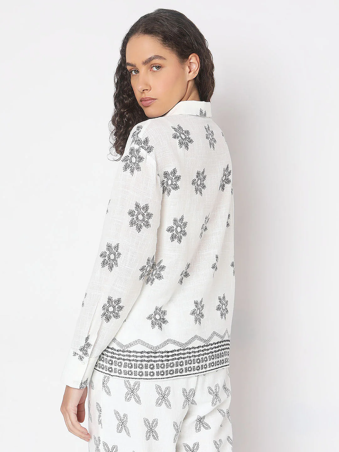 White Printed Cotton Shirt - Image 4