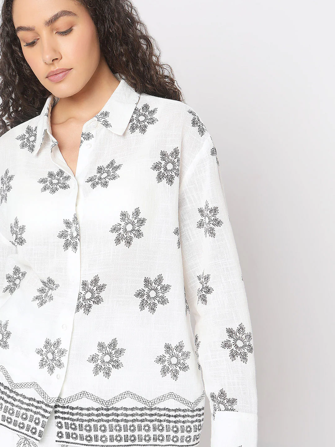 White Printed Cotton Shirt - Image 6