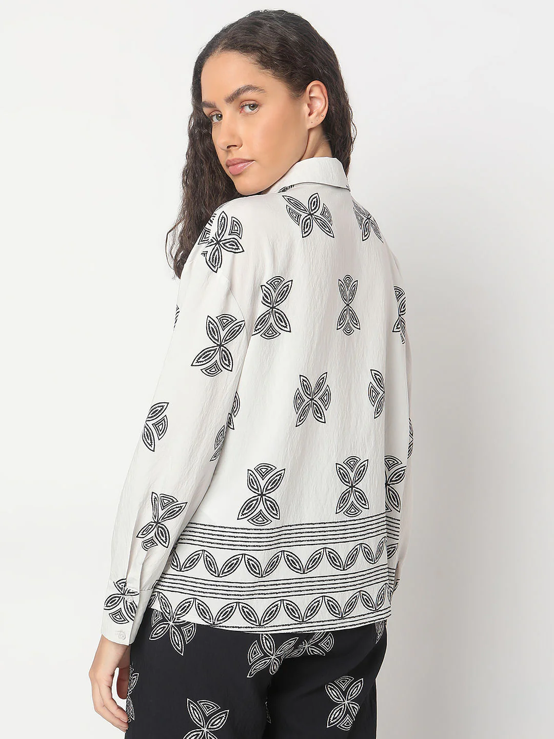 Ecru Abstract Print Co-Ord Set Shirt - Image 4