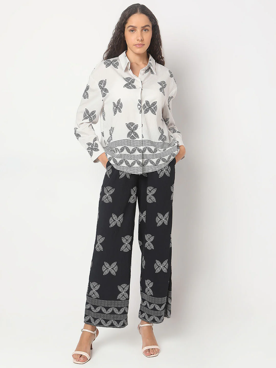 Ecru Abstract Print Co-Ord Set Shirt - Image 5