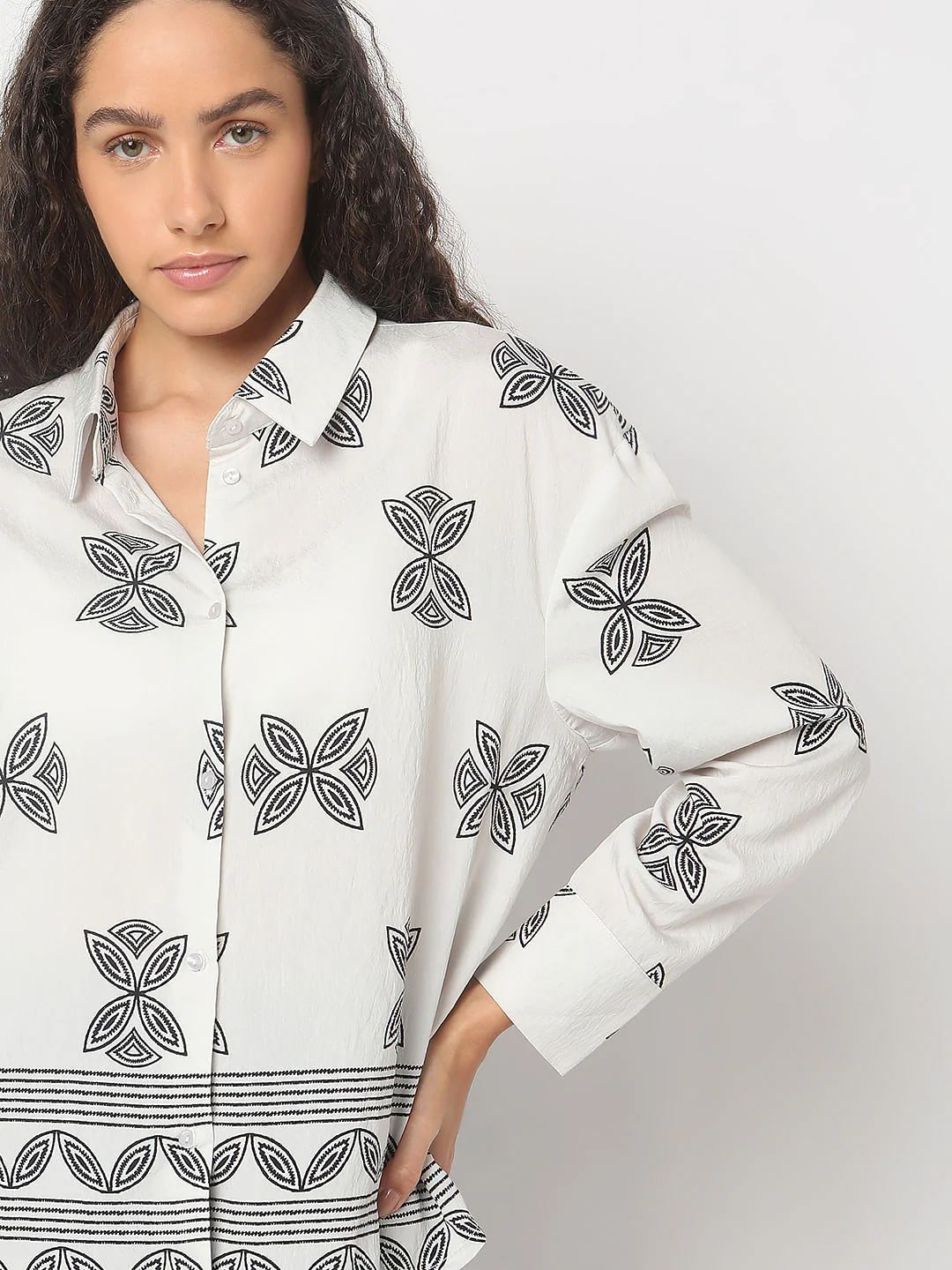 Ecru Abstract Print Co-Ord Set Shirt - Image 6