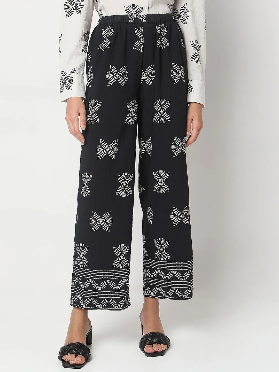 Black Abstract Print Co-Ord Set Pants - Image 2