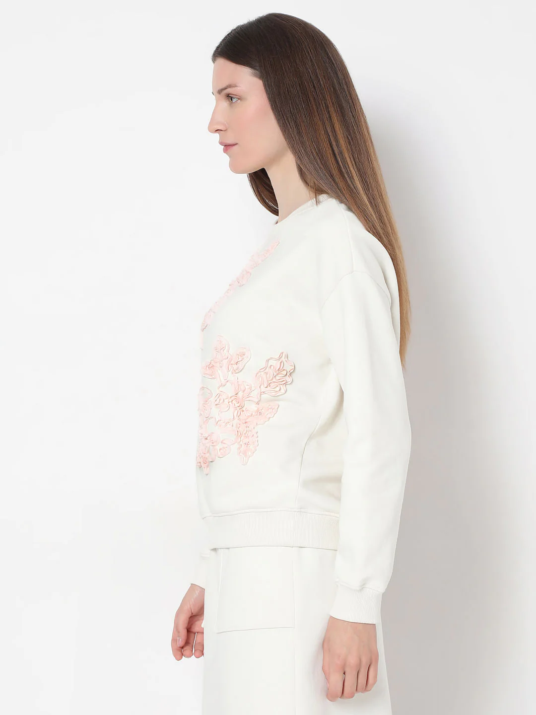 White Floral Co-Ord Set Sweatshirt - Image 3