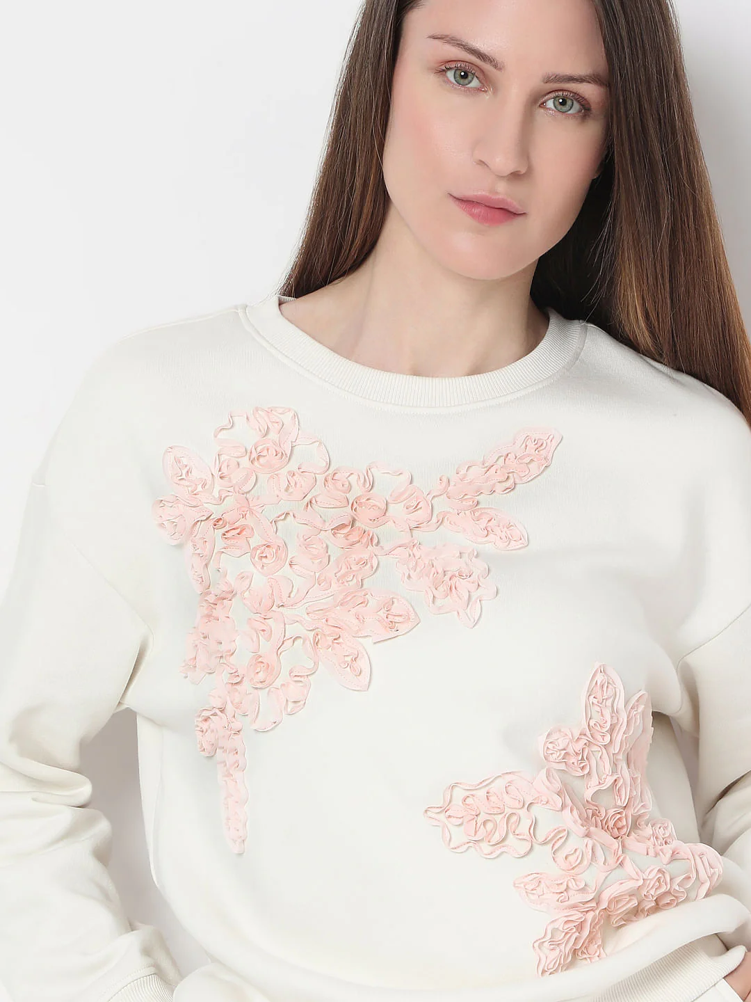 White Floral Co-Ord Set Sweatshirt - Image 6