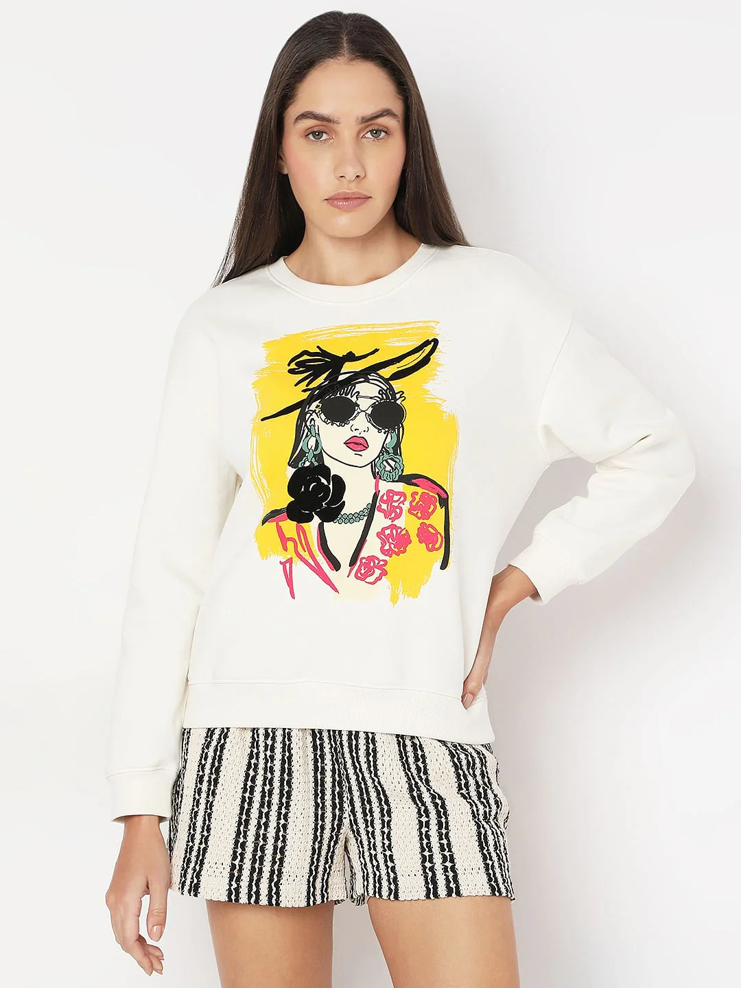 White Printed Sweatshirt - Image 2
