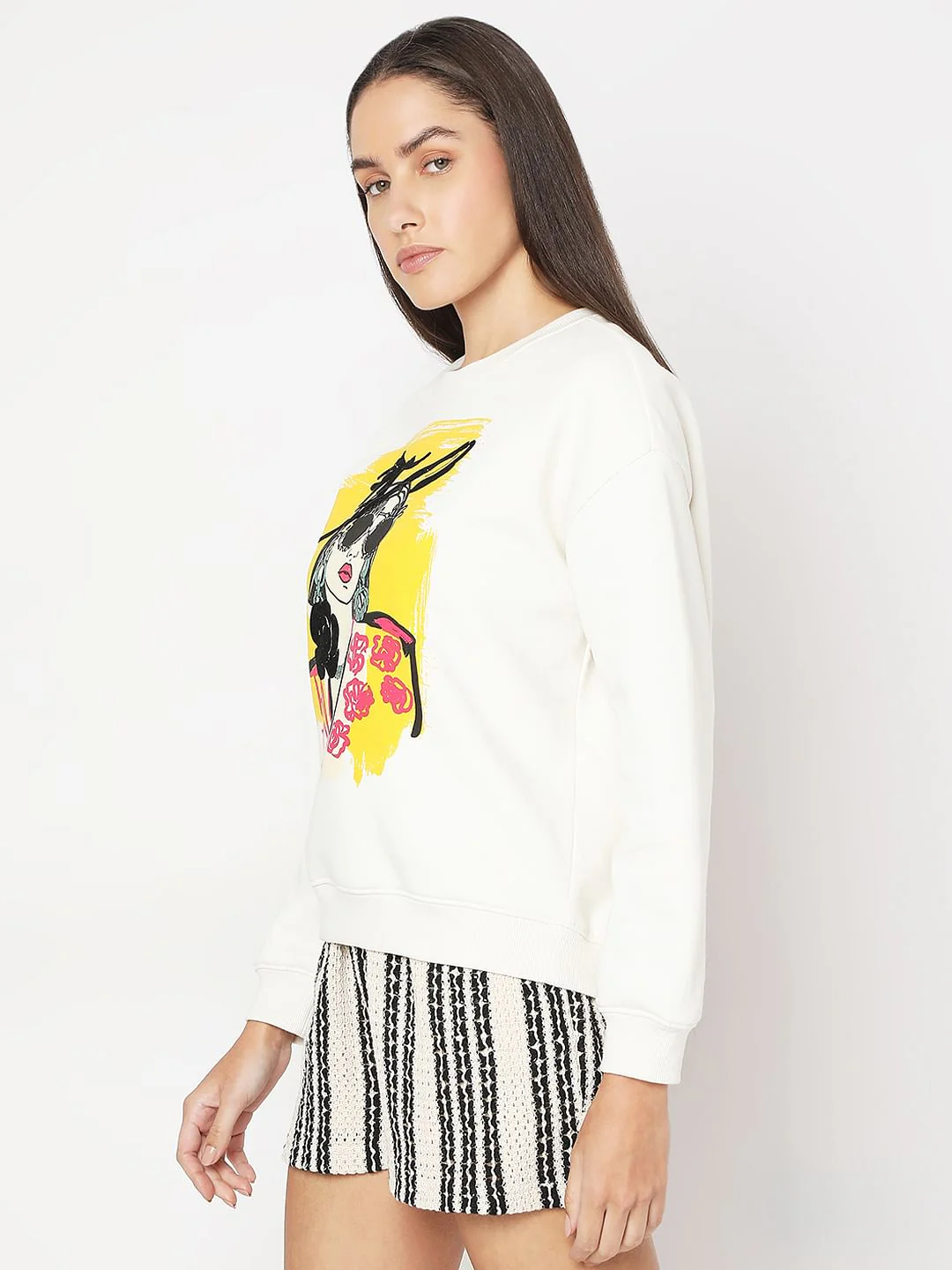 White Printed Sweatshirt - Image 3