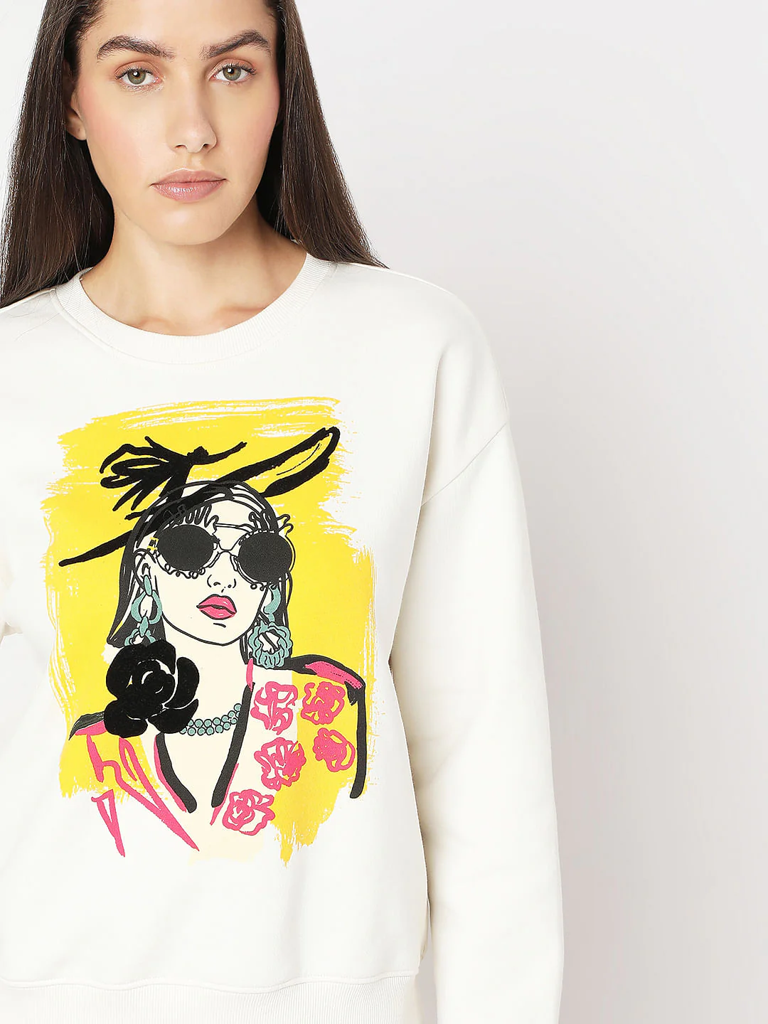 White Printed Sweatshirt - Image 6