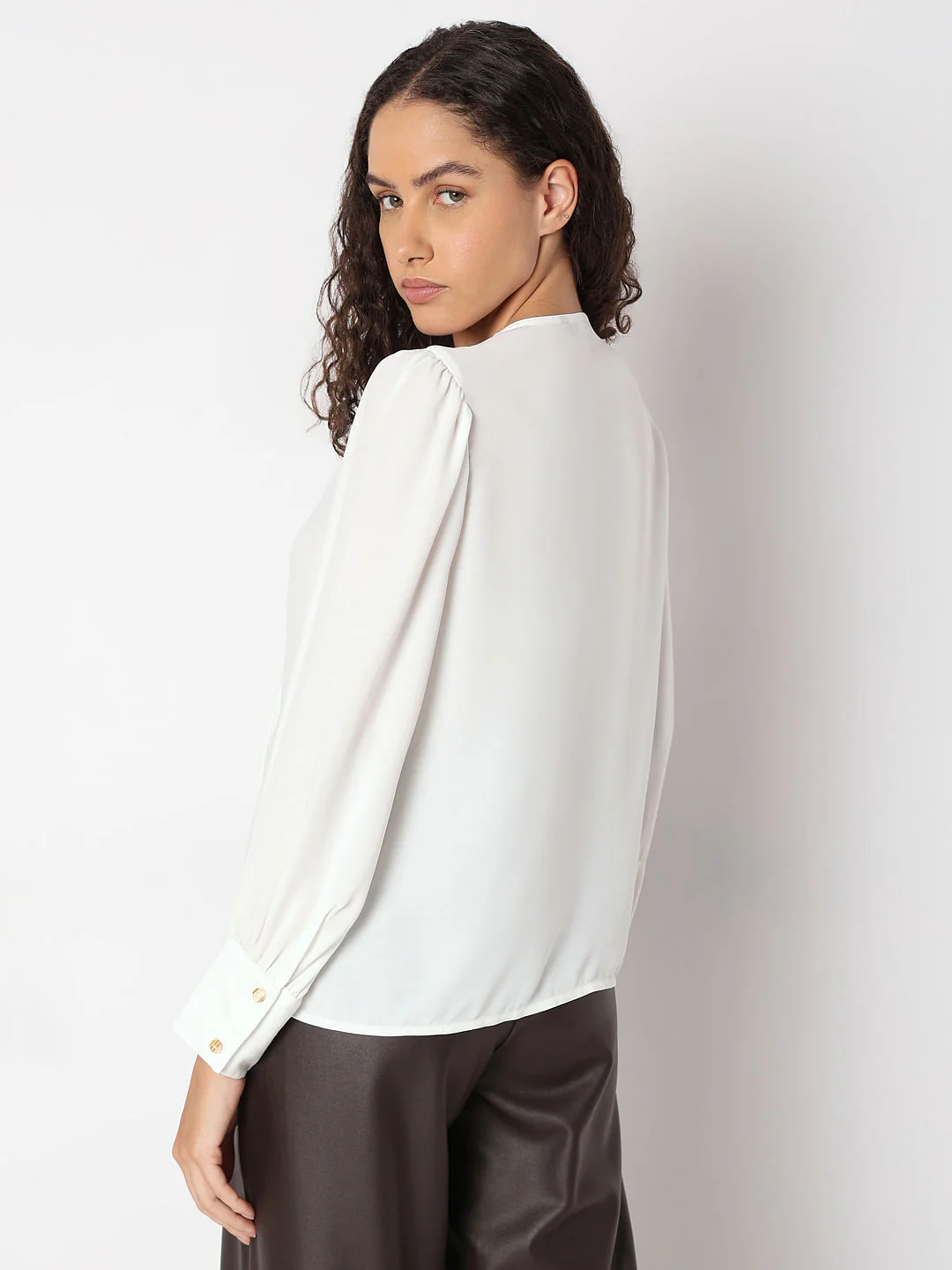 White Asymmetrical Button Top - Image 4