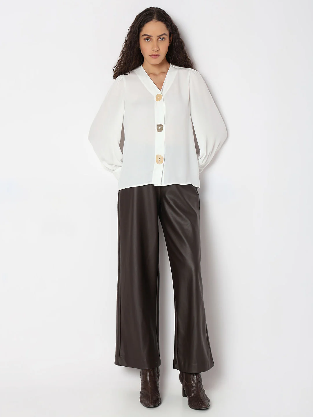 White Asymmetrical Button Top - Image 5