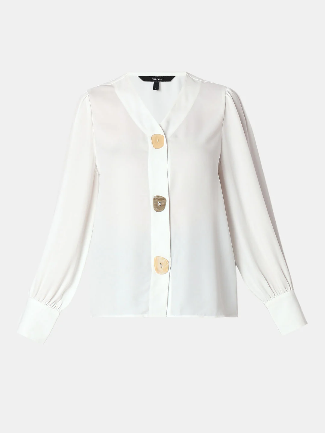 White Asymmetrical Button Top - Image 7