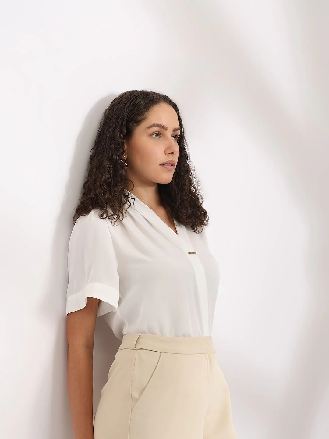 White V-Neck Top