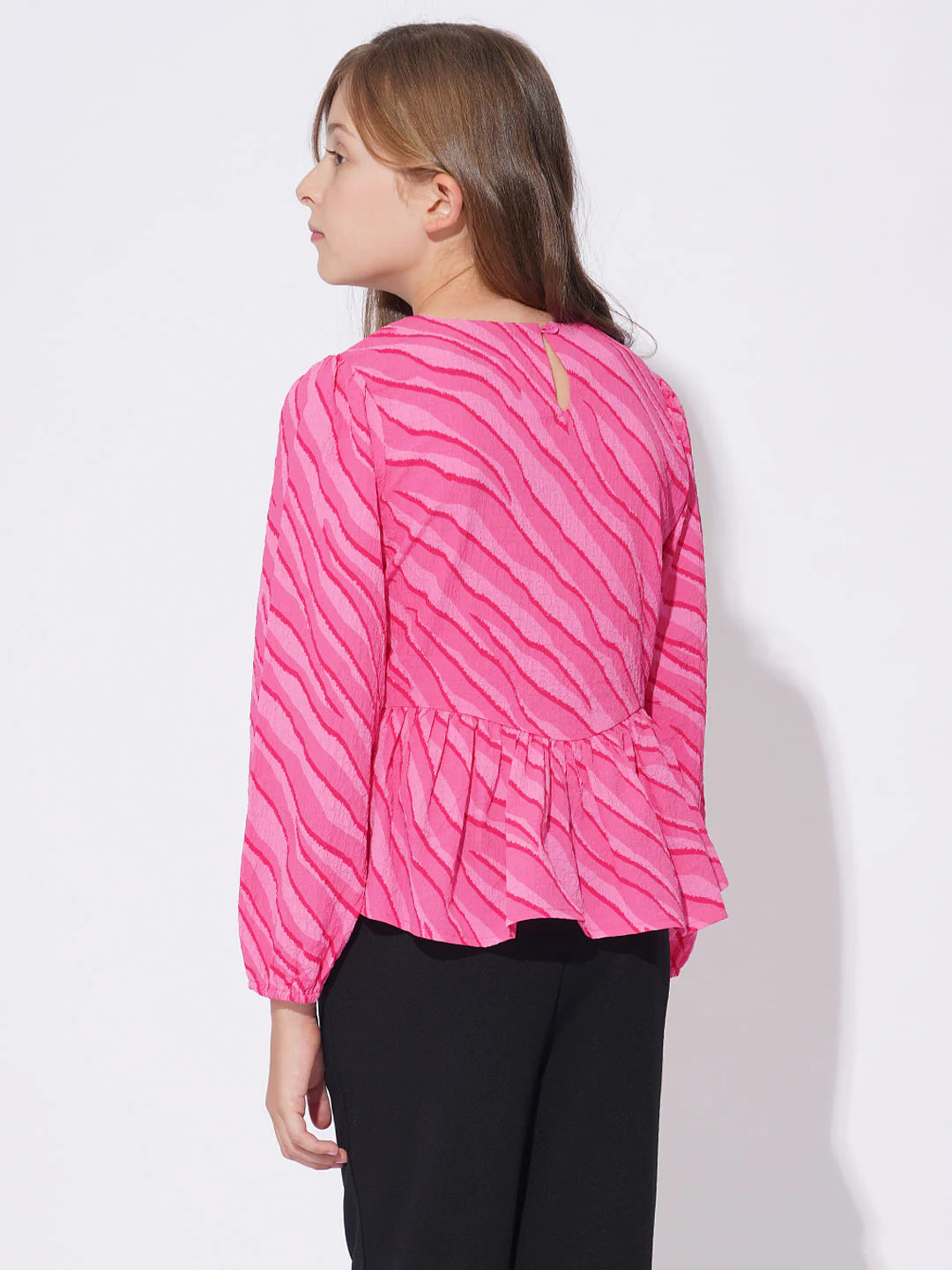 Girls Pink Printed Knit Top - Image 3